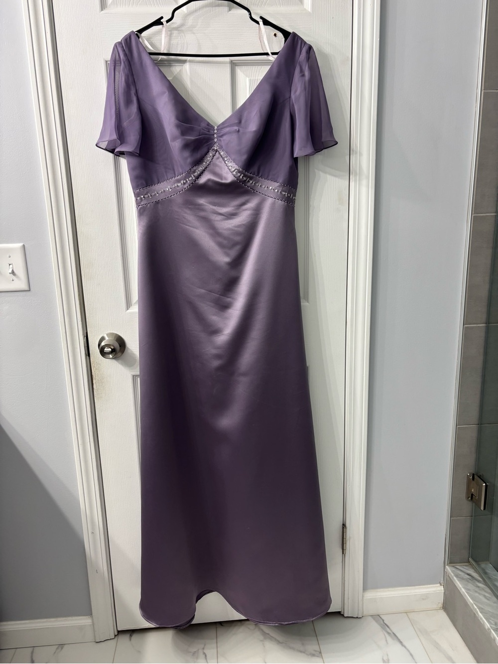 Majestic Lavender Maxi Gown with Beaded Waist